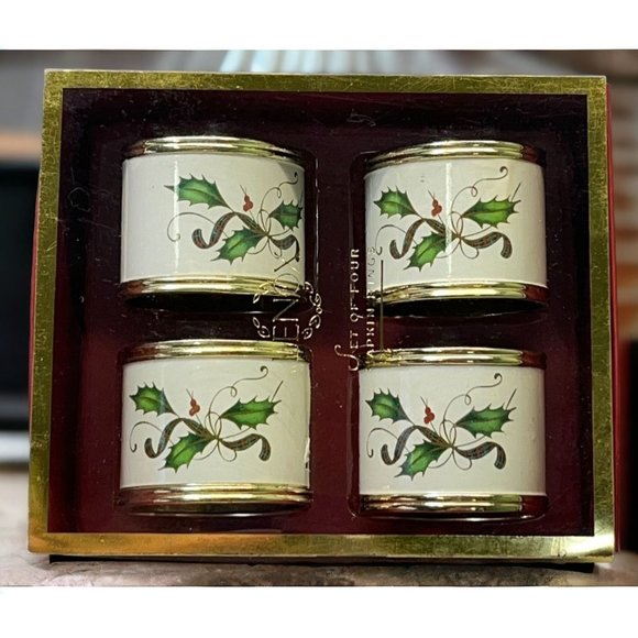 Lenox Holiday Lenox Holiday Nouveau Napkin Rings Christmas Gold Set